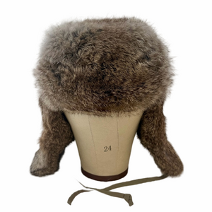 Crown Cap Canada Rabbit Full Fur Russian Style Hat Size Medium Round Shape
